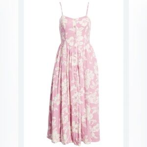 Free People Pink and Cream Floral Maxi Dress Size Small